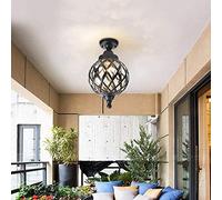 Lustre étanche pour Jardin extérieur européen Victorien rétro en métal Vintage Boule Industrielle Suspendue Globe Lanterne en Verre Villa pavillon Cour terrasse Porche plafonnier Lampe E2 fabriqué