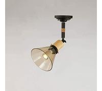 Lustre européen et américain Simple en Fer forgé LED plafonnier 60W en Bois E27/E26 projecteur en Verre torsadé Salon Chambre à Manger Magasin de vêtements Lustre Taille: 40W PAR30 (Style 1 10W COB