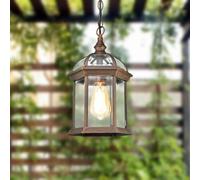 Lustre extérieur étanche pour porche, montage au plafond, bronze vintage, suspension extérieure, porte d'entrée, verre transparent, ferme, lanterne suspendue noire pour belvédère, maison, co