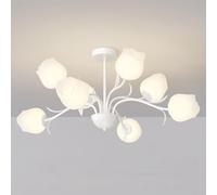 Lustre Fleur Rose des Vents crème G9, lumière Principale du Salon Simple, Petit Lustre Frais de la Chambre Moderne, lumière de la Salle à Manger,Crème,8 têtes