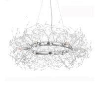 Lustre G9 Crystal Fireworks - Plafonnier encastré Moderne pour Chambres, salles à Manger, Salons et îlots de Cuisine - Design élégant en Forme de Disque argenté