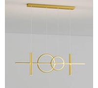 Lustre Géométrique Doré, Suspension En Métal Avec Tube Ledngé, Éclairage Suspendu Pour Îlot de Cuisine, Luminaires Suspendus Linéaires, Plafonnier Led Moderne, Lumière Blanche, Intensité Variable/Atté