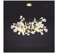 Lustre Ginkgo Feuille Moderne Luciole Lustre Branche d'arbre Desgin Linéaire Île Lumière Fleur Pétale Suspension avec Tricolore Dimmable Lumière (100 * 40Cm)