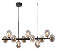 Lustre Globe moderne - Lustres linéaires - Lampes suspendues - Plafond moléculaire à ADN - Lustre à 11 lumières du milieu du siècle pour salon, salle à manger, ferme - Gris fumé (transparent)