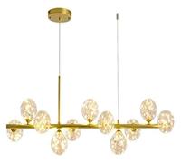 Lustre Globe moderne - Lustres linéaires - Lampes suspendues - Plafond moléculaire à ADN - Lustre à 11 lumières du milieu du siècle pour salon, salle à manger, ferme - Gris fumé (transparent)