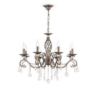 Lustre - Grace - 8 lumières - Laiton et cristal - E14 - Hauteur réglable jusqu'à 119 cm