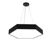 Lustre Hexagonal Noir Simple LED 48 W, Abat-Jour en métal Poli, idéal pour Un éclairage de Plafond, Une Cuisine, Une Chambre ou Un Restaurant.