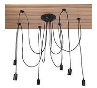 Lustre Industriel à 6 Têtes, Pendentif Araignée Rétro Vintage, Plafonnier Bricolage, Hauteur Réglable, Suspension avec Longueur de Câble de 2 M pour la Chambre à Coucher, Salon, Bar de L'hôtel E27