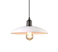 Lustre industriel à LED moderne à suspendre rétro à tête unique en fer forgé pour restaurant et café Design élégant couvercle de pot 32 cm Finition blanche