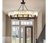 Lustre industriel en cristal 8 flammes 3 couleurs plafonniers plafonnier 8 mèches incluses noir 32W blanc froid blanc neutre blanc chaud