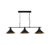 Lustre industriel en métal - 3 abat-jours - L. 108 x H. 55 cm - Noir - SIVANI
