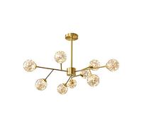 Lustre Industriel Moderne À 15 Lumières en Gypsophile À LED, Style Vintage, en Laiton, Rond, en Verre, pour Îlot, Salle À Manger, Évier, Bar, Lumière Chaude Cuivrée,（Copper-Colored Warm Light-9）