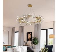 Lustre Industriel Moderne À 25 Têtes, Style Industriel, Avec Suspension Led À Pétales Multiples Et Cristaux. Plafonnier Semi-Encastré. Idéal Pour Le Salon Et La Décoration Intérieure Créative./Or/15 T