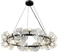 Lustre Industriel Moderne À 25 Têtes, Style Industriel, Avec Suspension Led À Pétales Multiples Et Cristaux. Plafonnier Semi-Encastré. Idéal Pour Le Salon Et La Décoration Intérieure Créative./Noir/25