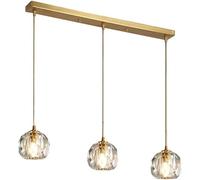 Lustre Industriel Moderne, Lustre en Cristal Réglable, Douille De Lampe G9, Luminaire De Lustre, éclairage Pendant pour Salle à Manger Cuisine, Brass, 3 Lights