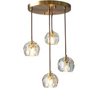 Lustre Industriel Moderne, Lustre en Cristal Réglable, Douille De Lampe G9, Luminaire De Lustre, éclairage Pendant pour Salle à Manger Cuisine, Brass, 4 Lights
