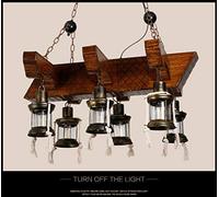Lustre Industriel Vintage en Bois If, luminaire décoratif d'intérieur, idéal pour Un café, Un Restaurant, Un Bar ou Un loft, B, 6 têtes