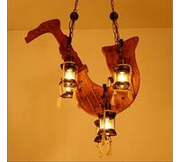 Lustre Industriel Vintage en Bois If, luminaire décoratif d'intérieur, idéal pour Un café, Un Restaurant, Un Bar ou Un loft, B, 6 têtes
