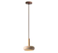 Lustre industriel vintage moderne Natural Wood Color Yellow Travertine Pendant Light Bedroom Living Room Corridor Dining Room Hanging Lamp LED 12W Three Color Dimming Chandelier Pour chambre à coucher