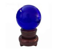 Lustre K9 bleu foncé, boule de verre en cristal, support de boule de cristal for sphère décorative for la maison, 1 pièces(60mm,Wooden base)