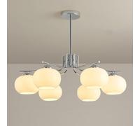 Lustre Kaki de Style crème, Lampe de Salon Pastorale, éclairage campagnard Vintage, luminaire rétro avec Finition Antique, Lustre Classique, lumière Chaude et Confortable, Chrome, 6 têtes