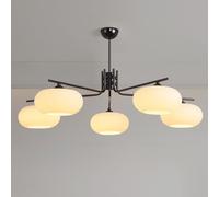 Lustre Kaki de Style crème, Lampe de Salon Pastorale, éclairage campagnard Vintage, luminaire rétro avec Finition Antique, Lustre Classique, lumière Chaude et Confortable, Noir, 5 têtes