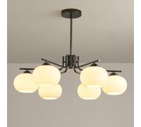 Lustre Kaki de Style crème, Lampe de Salon Pastorale, éclairage campagnard Vintage, luminaire rétro avec Finition Antique, Lustre Classique, lumière Chaude et Confortable, Noir, 6 têtes