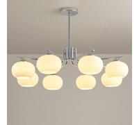 Lustre Kaki de Style crème, Lampe de Salon Pastorale, éclairage campagnard Vintage, luminaire rétro avec Finition Antique, Lustre Classique, lumière Chaude et Confortable, Chrome, 8 têtes