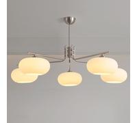 Lustre Kaki de Style crème, Lampe de Salon Pastorale, éclairage de Campagne Vintage, luminaire rétro avec Finition Antique, Lustre Classique, lumière Chaude et Confortable, Chrome, 5 têtes