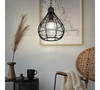 Lustre Lampe Pendante Lampe Suspendue Gitterschirm Industriel Métal Noir E27