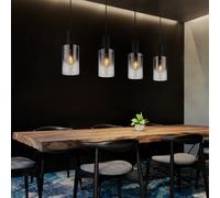 Lustre Lampe Pendante Suspendue 4 à Flammes Salle à Manger Dégradé Noir E27