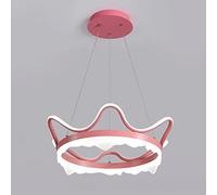 Lustre, Lampe Suspendue Décorative En Forme de Couronne de Princesse de 50 Cm, Suspension En Fer Forgé Avec Abat-Jour En Acrylique, Lampe Led 36 W, Lustres D'Éclairage de Chambre (Tricolore)/Lumière B