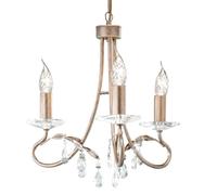 Lustre Lampe Suspendue Plafonnier 3 à Flammes D 36 CM Cristaux or Argent