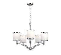 Lustre Lampe Suspendue Plafonnier Acier Chrome Verre D 64,2 CM 5 à Flammes