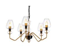 Lustre Lampe Suspendue Plafonnier Laiton 8 à Flammes Acier Verre D 73,2 CM