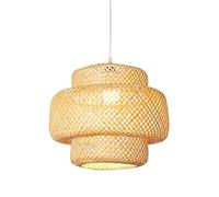 Lustre Lanterne en Bambou Antique à Une tête E27, Abat-Jour en rotin tissé à la Main, plafonnier Suspendu encastré