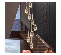 Lustre, Le lustre d'escalier en cristal moderne allume l'éclairage intérieur plafonnier suspendu lumière LED lustres for du salon(9 heads,Remote)