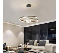 Lustre LED Chambre D’Enfants Moderne 65w Espace Star Suspension Lumière Suspendue Acrylique Planète Terre Boule Art Décor Intérieur Fantaisie Enfants Éclairage Dess, B Style Black, 60CM