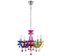 Lustre LED cristal Lampe à suspendre multicolore Lampe de table chrome Lustre, 5x 4,9W 5x 470lm blanc chaud, DxH 44 x 128 cm
