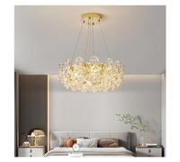 Lustre LED de Luxe Compatible avec Salon, Chambre, Salle à Manger, Design Romantique doré Rond en Verre Artistique, Suspension (80 cm)