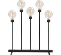 Lustre LED en métal noir, avec variateur d'intensité, ampoules interchangeables, avec interrupteur marche/arrêt, 5 globes ronds, 10 diodes ambrées, transformateur intérieur 24 V, 3,5 W, câble noir.