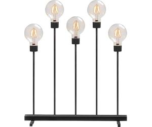 Lustre LED en métal noir, avec variateur d'intensité, ampoules interchangeables, avec interrupteur marche/arrêt, 5 globes ronds, 10 diodes ambrées, transformateur intérieur 24 V, 3,5 W, câble noir.
