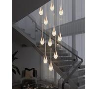 Lustre LED Escalier Goutte D’Eau Moderne Suspension Éclairage pour Villa Duplex Escalier Long Suspension Cristal Villa Long Lustre Lampe De Restaurant, 30 Lights