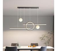 Lustre Led Linéaire Long Et Minimaliste Moderne Avec Télécommande, 100 W, Intensité Variable, Noir, Blanc Nordique, Forme de Boule Laiteuse, Suspension Pour Plafond de Cuisine Ou Salle À Manger. Décor