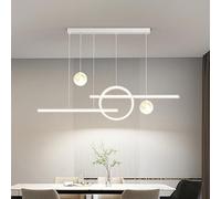 Lustre Led Linéaire Long Et Minimaliste Moderne Avec Télécommande, 100 W, Intensité Variable, Noir, Blanc Nordique, Forme de Boule Laiteuse, Suspension Pour Plafond de Cuisine Ou Salle À Manger. Décor