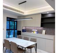 Lustre Led Minimaliste À Intensité Variable Pour Salle À Manger, Suspension Linéaire Nordique À Hauteur Réglable Pour Cuisine Et Café (100 Cm)/Une Seule Couleur/80 Cm