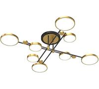 Lustre LED Moderne à 8 lumières 96 W, plafonnier décoratif avec télécommande, plafonnier doré pour Salle à Manger, Chambre à Coucher, Salon, Cuisine, 49,6 Pouces