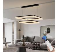 Lustre LED Moderne à intensité Variable 120 W - Suspension géométrique Noire élégante pour Grande Villa, Salon, Chambre et Salle à Manger, plafonnier Suspendu 80 cm + 60 cm