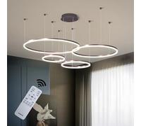 Lustre LED moderne avec suspension en acrylique et aluminium à intensité variable à distance AdjHauteur utilisable pour salle à manger et salon Lampe suspendue ronde élégante