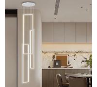 Lustre LED Moderne pour escalier - Suspension d'intérieur à intensité Variable avec télécommande, Design carré en Aluminium, idéal pour la décoration de Villas, hôtels, Salons et salles à ma